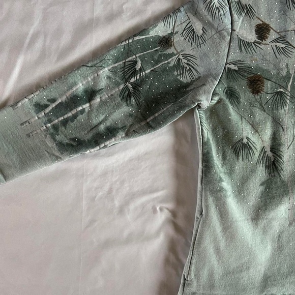 90s winter scene buttoned cardigan - Picture 5 of 7